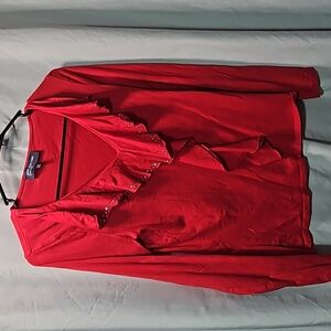 🌷$2 JONES NEW YORK Red Ruffled Long Sleeve Top